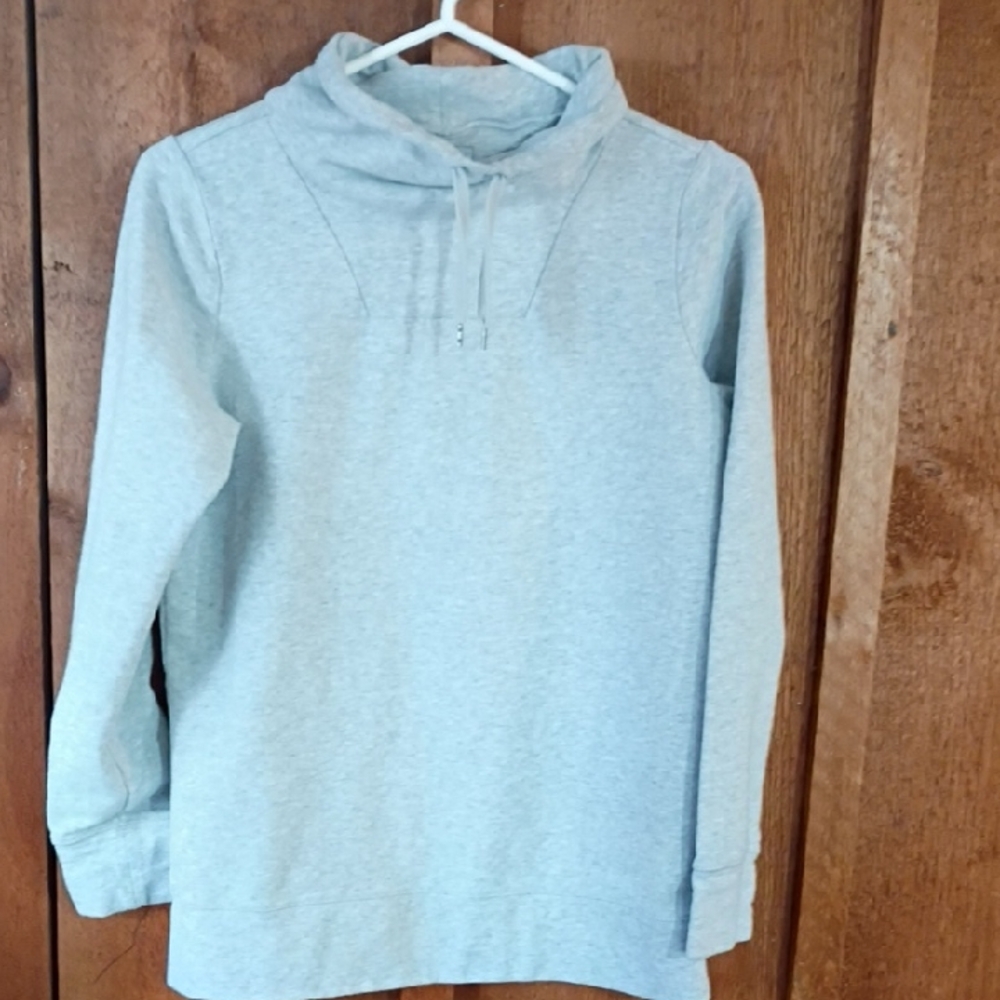 L.L. Bean Heather Gray Women's Pullover With Turtle Neck Draw String. LL Bean